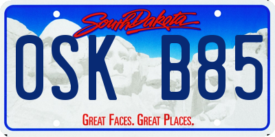 SD license plate 0SKB85