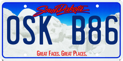 SD license plate 0SKB86