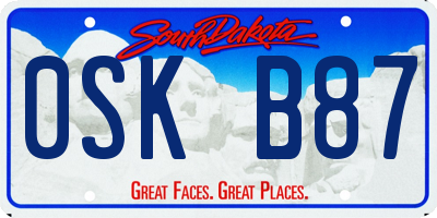 SD license plate 0SKB87