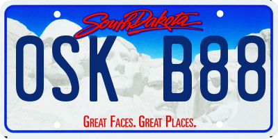 SD license plate 0SKB88