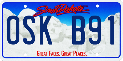 SD license plate 0SKB91