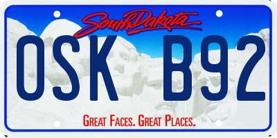 SD license plate 0SKB92