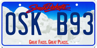 SD license plate 0SKB93