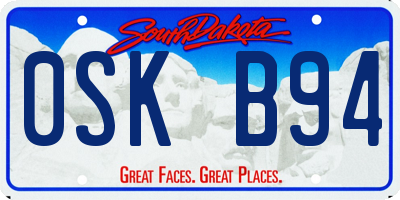 SD license plate 0SKB94