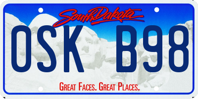 SD license plate 0SKB98