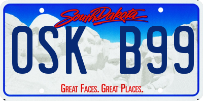 SD license plate 0SKB99