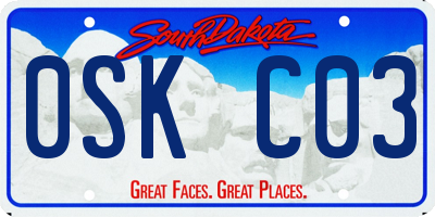 SD license plate 0SKC03