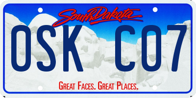 SD license plate 0SKC07