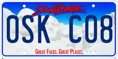 SD license plate 0SKC08