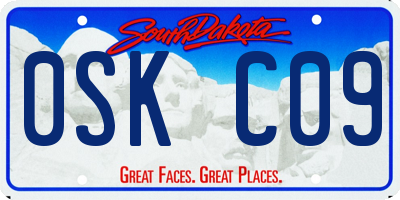 SD license plate 0SKC09