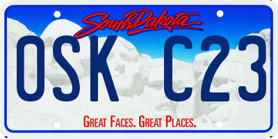 SD license plate 0SKC23