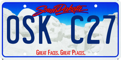 SD license plate 0SKC27