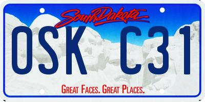 SD license plate 0SKC31