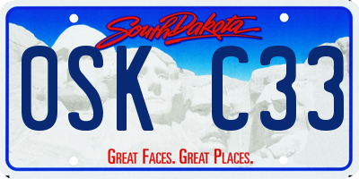 SD license plate 0SKC33