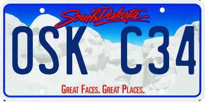 SD license plate 0SKC34