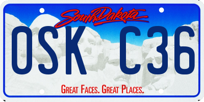 SD license plate 0SKC36