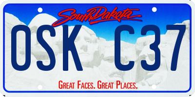 SD license plate 0SKC37