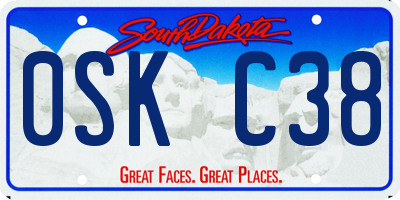 SD license plate 0SKC38