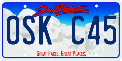 SD license plate 0SKC45