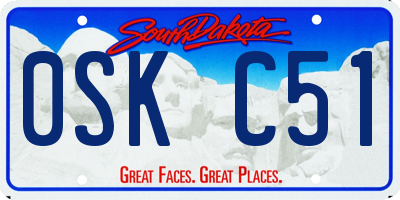 SD license plate 0SKC51
