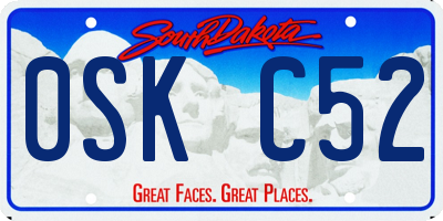 SD license plate 0SKC52