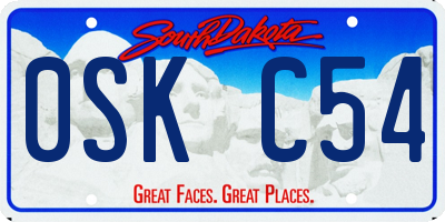 SD license plate 0SKC54