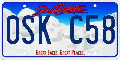 SD license plate 0SKC58