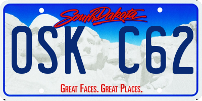 SD license plate 0SKC62