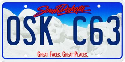 SD license plate 0SKC63