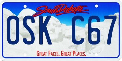 SD license plate 0SKC67