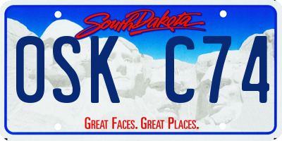 SD license plate 0SKC74