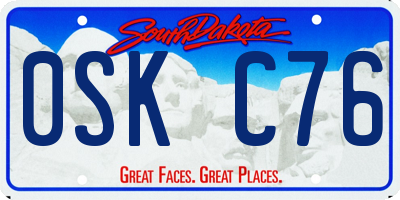 SD license plate 0SKC76