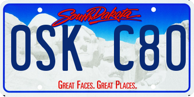 SD license plate 0SKC80