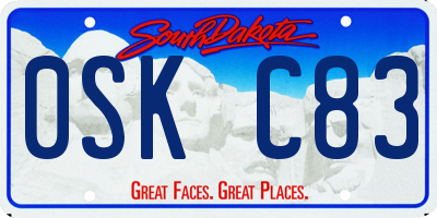 SD license plate 0SKC83