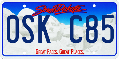 SD license plate 0SKC85