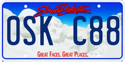 SD license plate 0SKC88