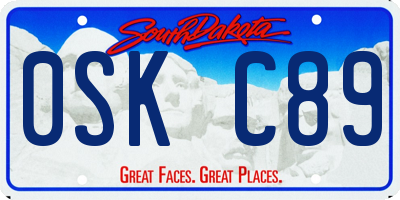 SD license plate 0SKC89