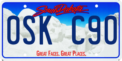SD license plate 0SKC90