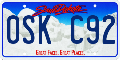 SD license plate 0SKC92