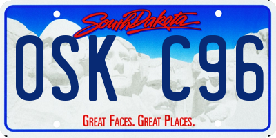 SD license plate 0SKC96