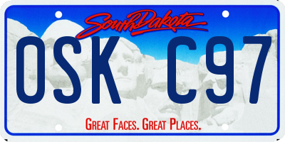 SD license plate 0SKC97