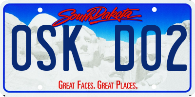 SD license plate 0SKD02