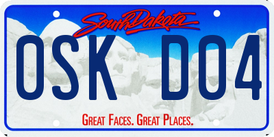 SD license plate 0SKD04