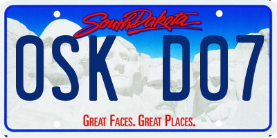 SD license plate 0SKD07