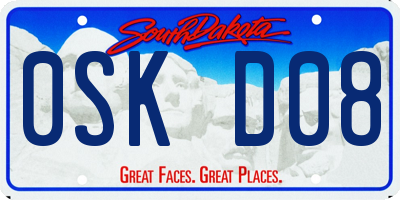 SD license plate 0SKD08