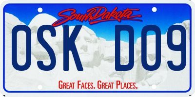 SD license plate 0SKD09