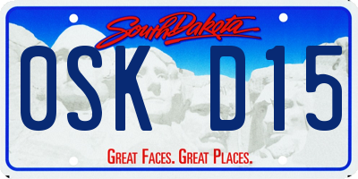 SD license plate 0SKD15