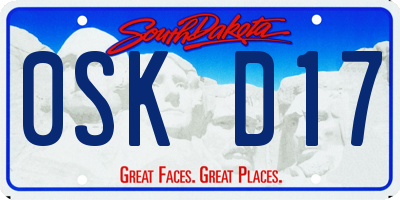 SD license plate 0SKD17
