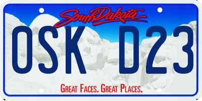 SD license plate 0SKD23