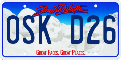 SD license plate 0SKD26